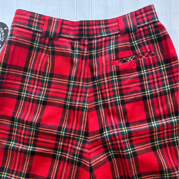 Giorgio Sant’Angelo~ new ~ Red Plaid Wool High Waist Wide Leg Shorts size 10-12* - Picture 9 of 15